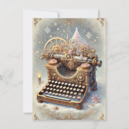 Tarjeta de Navidad Steampunk Pastel Máquina de Esc