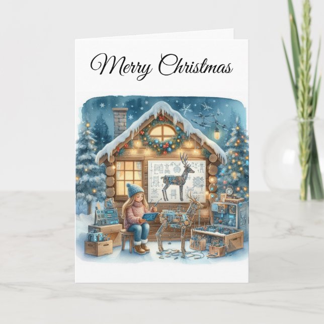 Tarjeta de Navidad STEM para Chicas Tech de Felici (Anverso)