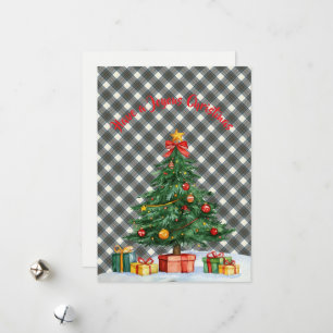 Tarjeta de Navidad Stewart Blue Dress del Tartán d