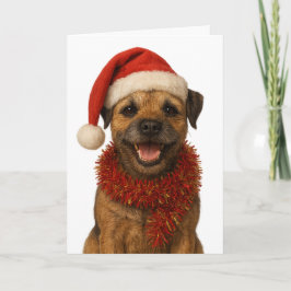 Tarjeta de Navidad super adorable de Border Terrie