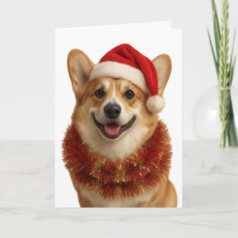 Tarjeta de Navidad super adorable de Corgi