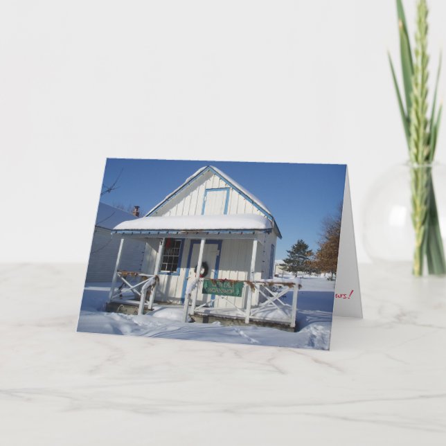 Tarjeta de Navidad "Taller de Santa" (Anverso)