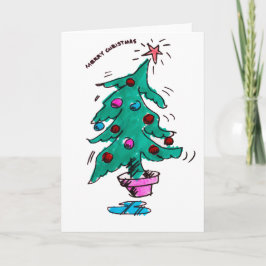 Tarjeta de Navidad tambaleante de las Felices