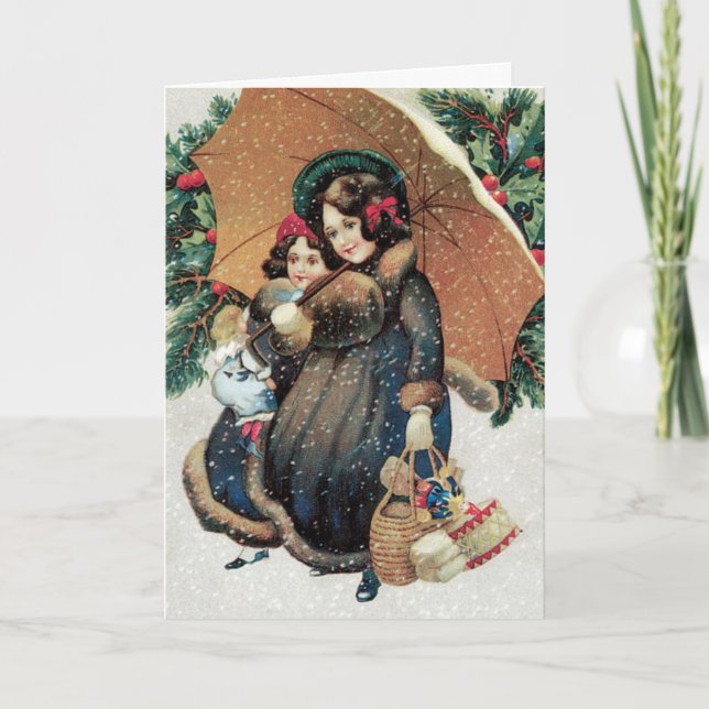Tarjeta de Navidad - tarjeta adorable de la hija (Anverso)