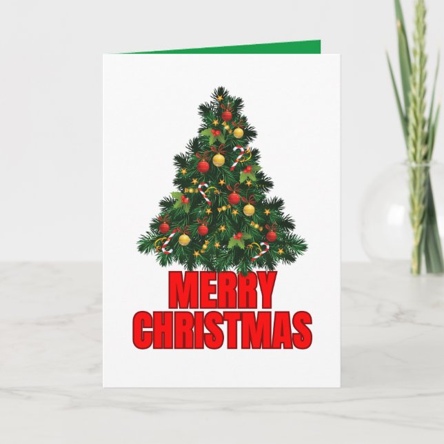 Tarjeta de navidad, tarjeta de felicitación de árb (Anverso)