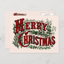 Tarjeta de Navidad - Tarjeta postal roja y verde