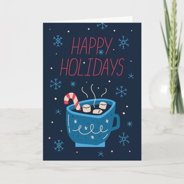 Tarjeta de Navidad Taza de Cacao con Bastón de Car (Anverso)
