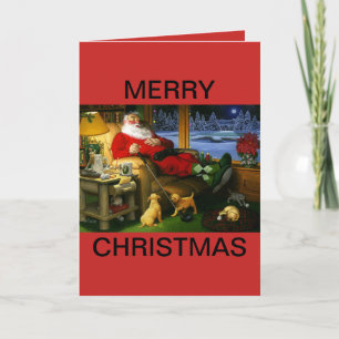 Tarjeta de Navidad temática del golf con Santa y