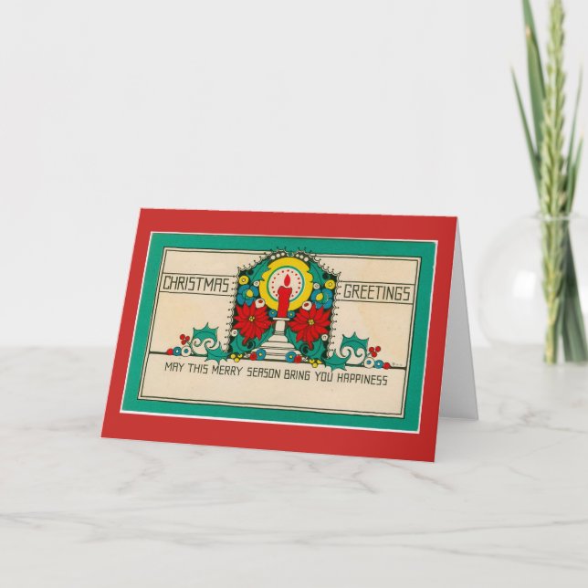 Tarjeta de Navidad Tradicional Anticuada (Anverso)