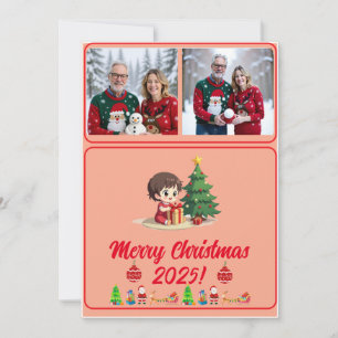Tarjeta de Navidad Tradicional de 2 Fotos Totalmen