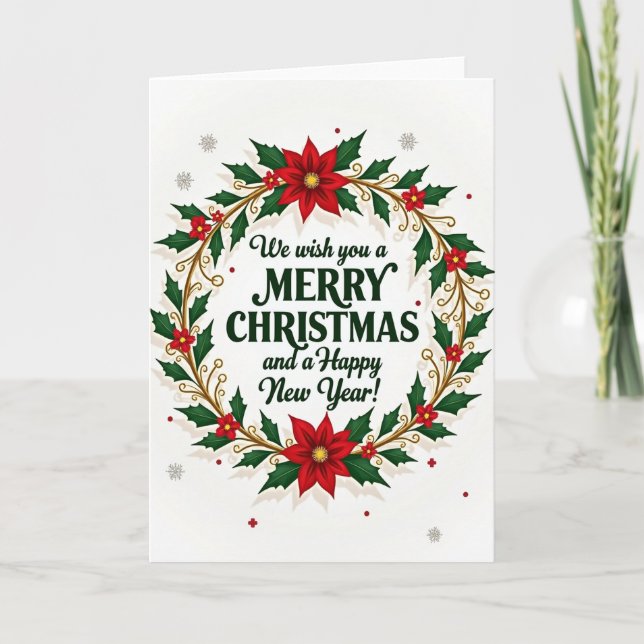 Tarjeta de Navidad tradicional de acebo (Anverso)