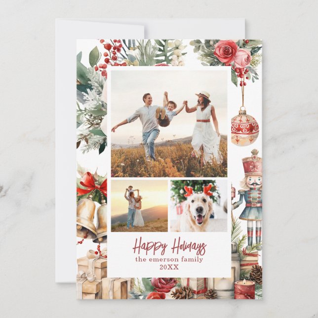 Tarjeta de Navidad tradicional de fotos de Cascanu (Anverso)