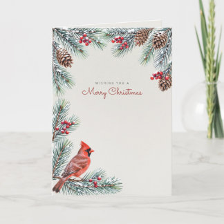 Tarjeta de Navidad Tradicional de Pino Cardinal Ro