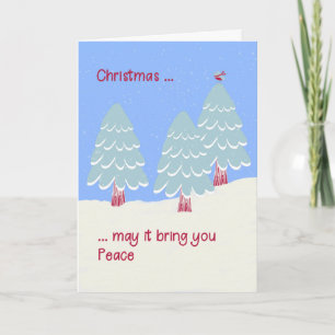 Tarjeta de Navidad tranquila con árboles y nieve