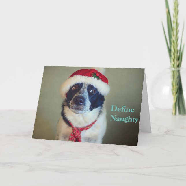 Tarjeta de Navidad traviesa del border collie (Anverso)