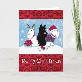 Tarjeta de Navidad tres de Scotty de los perros