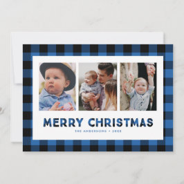 Tarjeta de Navidad Triptico Plaid Blue Buffalo
