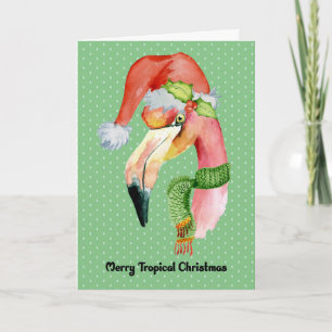 Tarjeta de Navidad Tropical con Flamenco