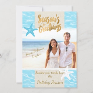 Tarjeta de Navidad tropical de la foto de la playa