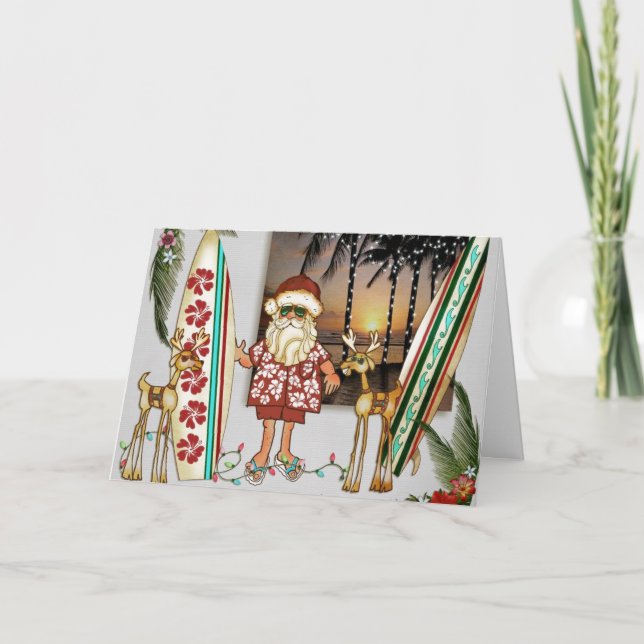 Tarjeta de navidad Tropical Santa (Anverso)