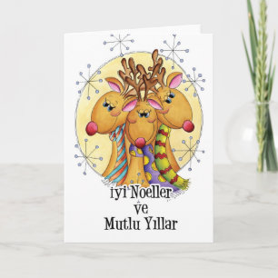 Tarjeta de Navidad turca - reno - İyi Noeller VE