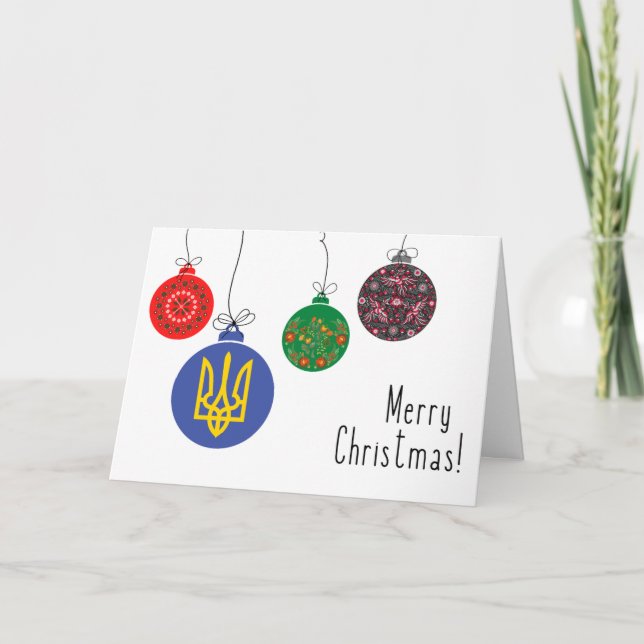 Tarjeta de Navidad ucraniana con adornos (español) (Anverso)