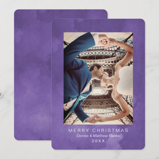 Tarjeta de Navidad Ultra Violeta Quetzal en Acuare (Anverso / Reverso)