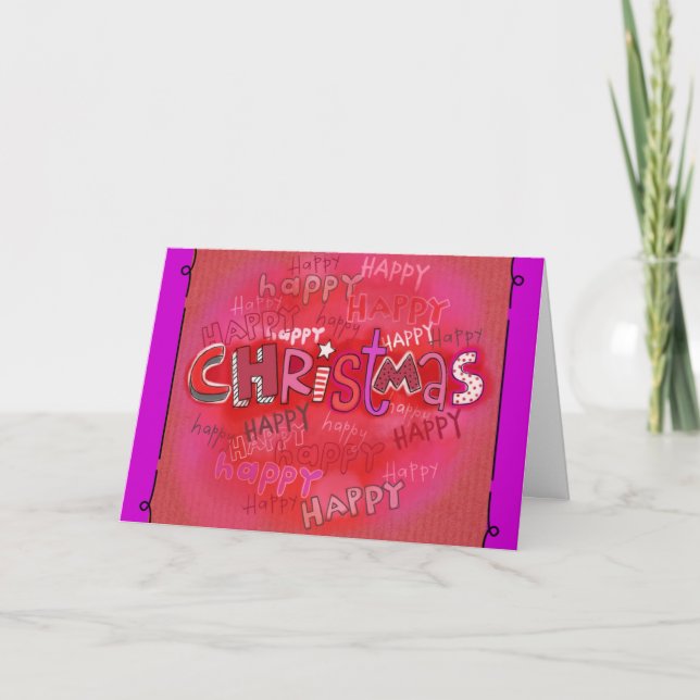 Tarjeta de Navidad única del estilo de la pintada (Anverso)