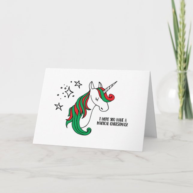 Tarjeta de navidad - Unicornio mágico (Anverso)