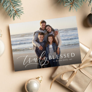 Tarjeta de Navidad verdaderamente bendita con temá