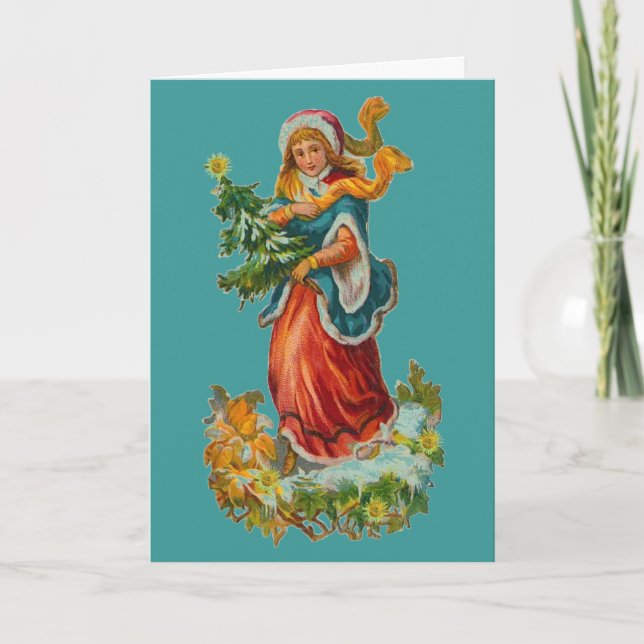 Tarjeta de Navidad verde azulada de la cinta del (Anverso)