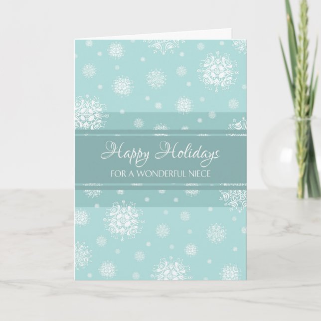 Tarjeta de Navidad verde azulada de la sobrina de (Anverso)