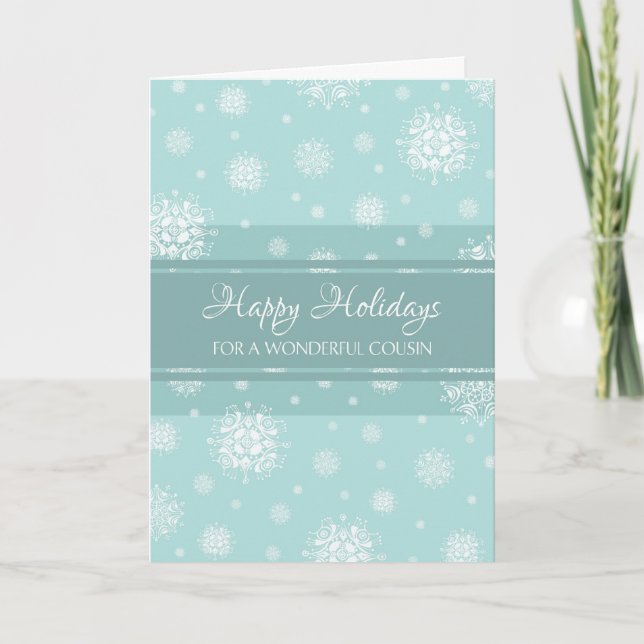 Tarjeta de Navidad verde azulada del primo de la (Anverso)