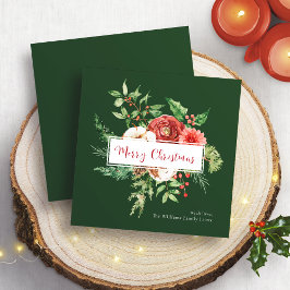 Tarjeta de navidad verde botánica
