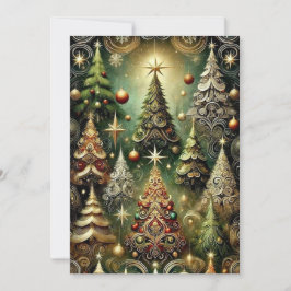 Tarjeta de Navidad verde con árbol de escritura el