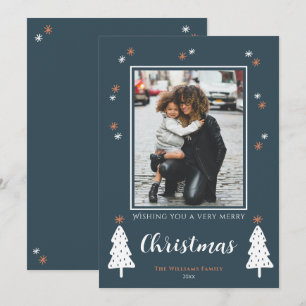 Tarjeta de Navidad verde con deseos cálidos para f
