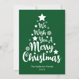 Tarjeta de Navidad verde con forma de árbol de Nav
