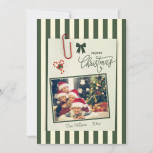 Tarjeta de Navidad verde con foto de scrapbook