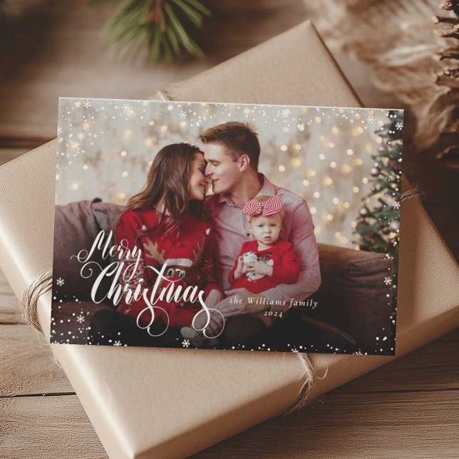 Tarjeta de Navidad verde con foto personal Feliz N (Subido por el creador)