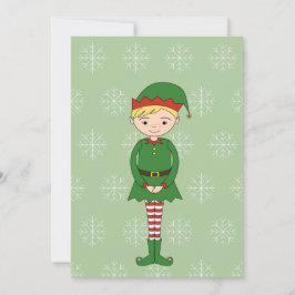 Tarjeta de Navidad Verde Copo de Nieve Niño Elfo i