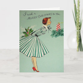Tarjeta de Navidad verde de la señora