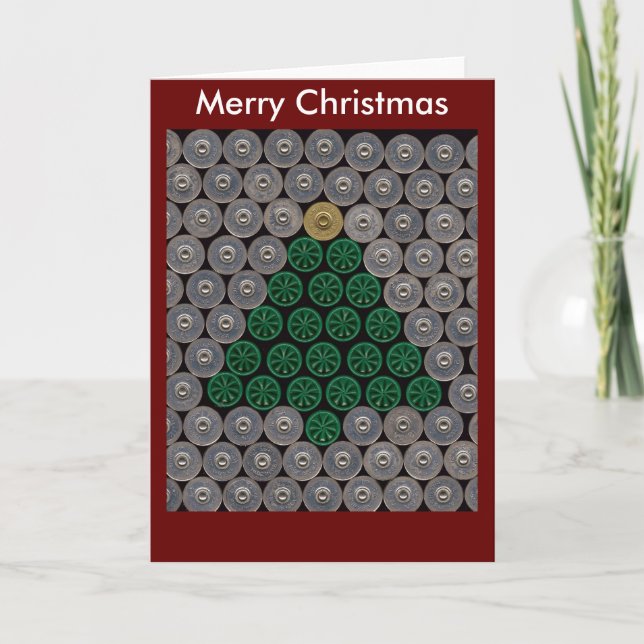 Tarjeta de Navidad verde del árbol de la cáscara (Anverso)
