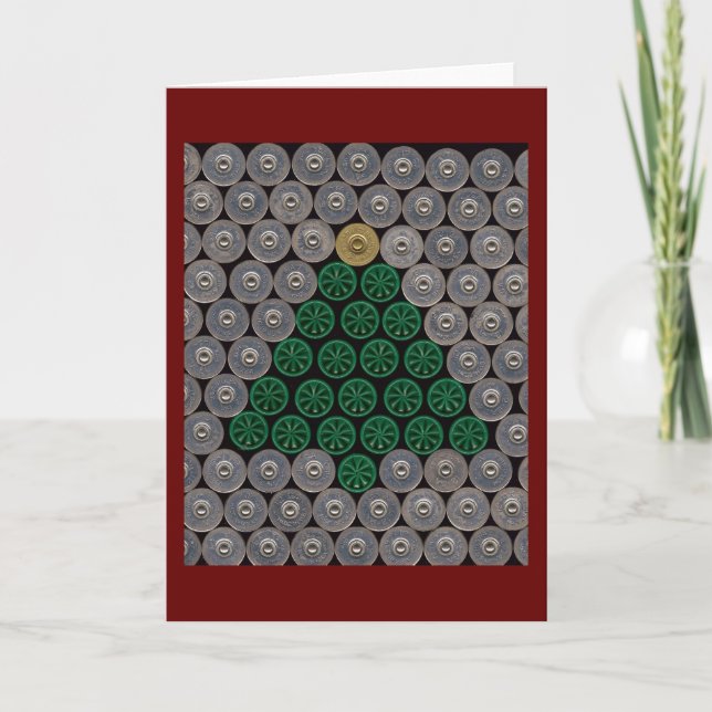 Tarjeta de Navidad verde del árbol de la cáscara (Anverso)