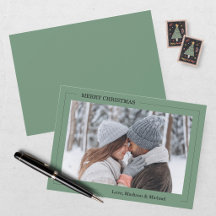 Tarjeta de Navidad Verde Foto Alegre