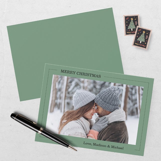 Tarjeta de Navidad Verde Foto Alegre (Subido por el creador)