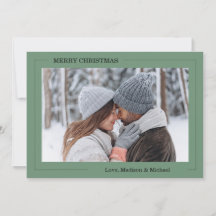 Tarjeta de Navidad Verde Foto Alegre