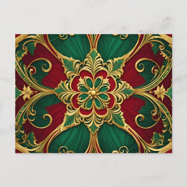 Tarjeta de Navidad verde roja (Anverso)