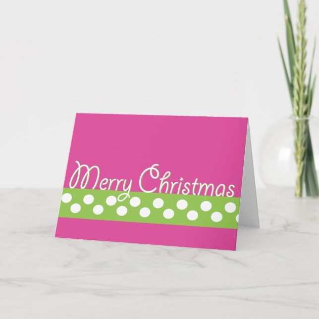 Tarjeta de Navidad verde y rosada (Anverso)