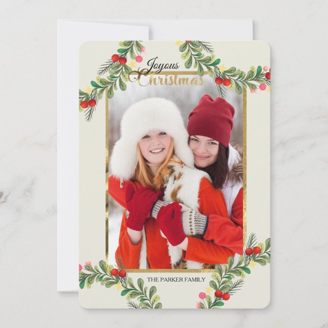 Tarjeta de Navidad Vertical de Foto de Bayas Exube (Anverso)
