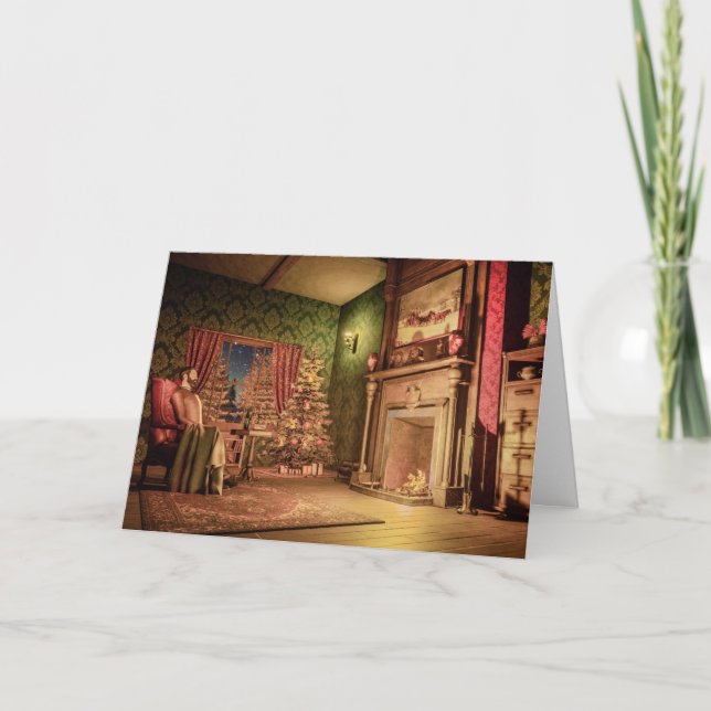 Tarjeta de Navidad Victoriana Antigua (Anverso)